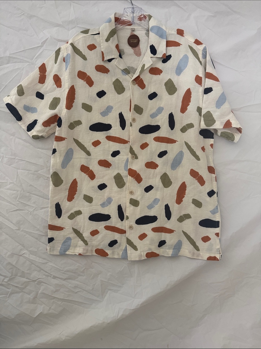 Common People Cream Boho Short-Sleeve Button-Down Shirt